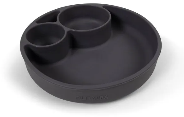 Filibabba silikonetallerken med inndelinger - Stone Grey