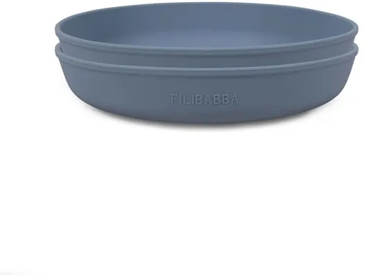 Filibabba silikon-tallerken 2-pakning - Pudderblå